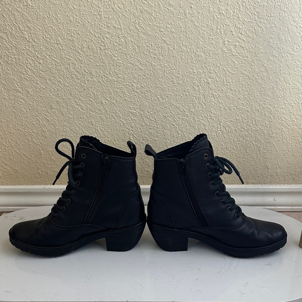 Fly London Black Lace-Up Heeled Granny Boot - Picture 3 of 9